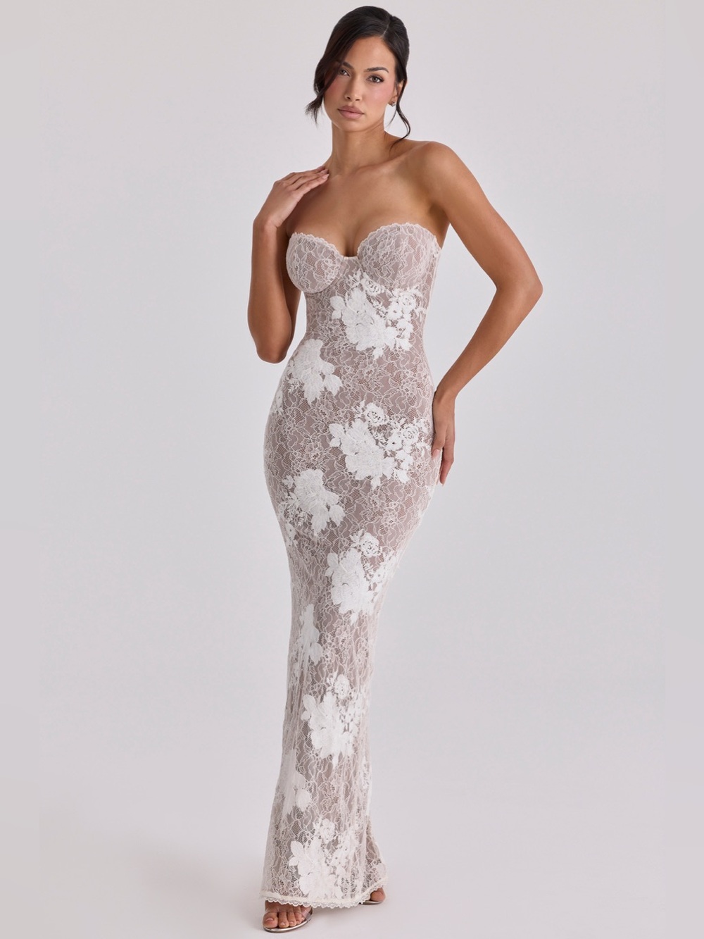NEW House Of Cb Lucienne Ivory Embroidered Lace Maxi Dress Limited Edition M